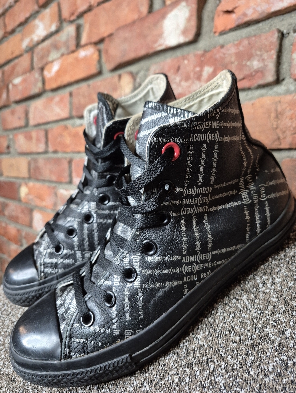 Converse Chuck Taylor All Star (PRODUCT) RED Leather High Top Sneakers Rare